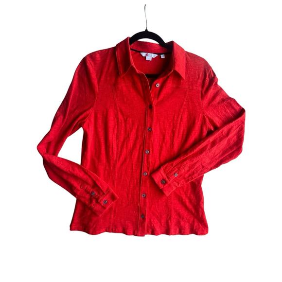 Boden Jersey Collard Shirt Top Red Button Up Long Sleeve Size 8R US - Picture 11 of 11